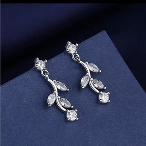 Sterling Silver Floral Cubic Zirconia Earrings